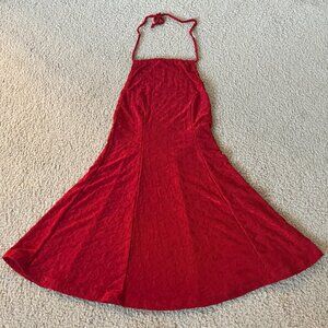 Fredericks of Hollywood Red Halter Mini Dress with Velvet Hearts Medium CUTE!
